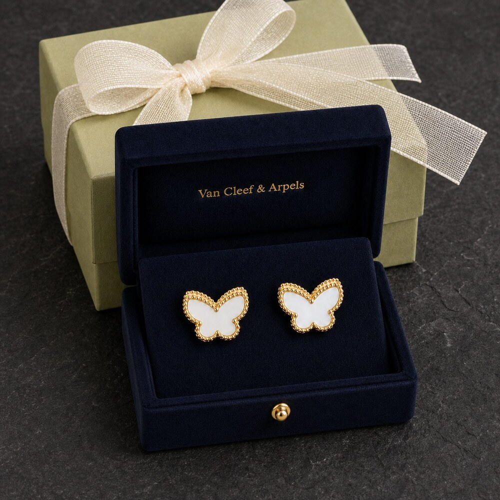 Van Cleef & Arpels Elegant Signature Earrings Style 6 | New with Box - Picture 2 of 9